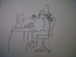 Liz Santa Cartoon of Liz dressed up as Santa