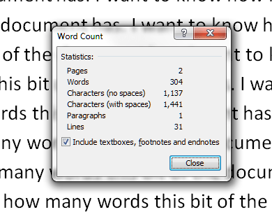 word count 5