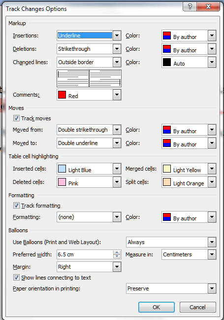 b Track changes options 2
