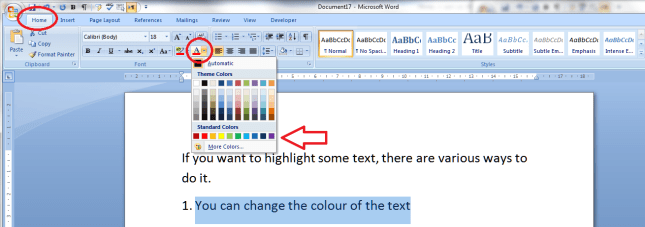 1 change text colour