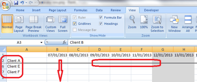 Effect of freezing any row