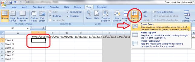 6 freeze row and columnt