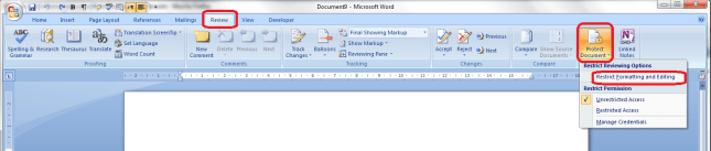Word 2007 10 restrict editing
