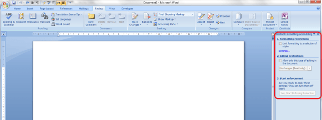 Word 2007 11 restrict editing