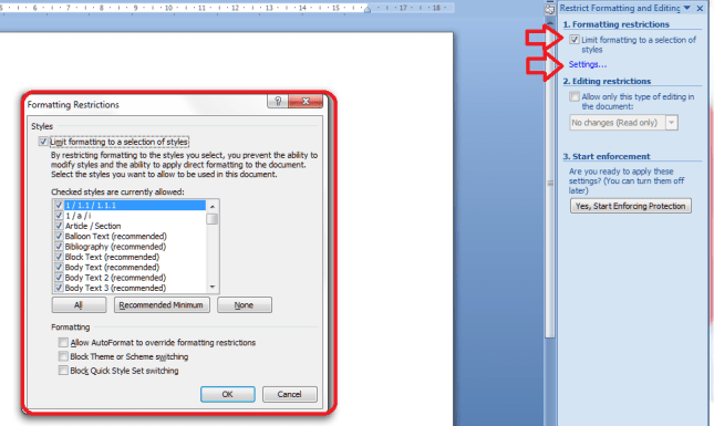 Word 2007 12 restrict editing