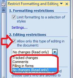 Word 2007 13 restrict editing