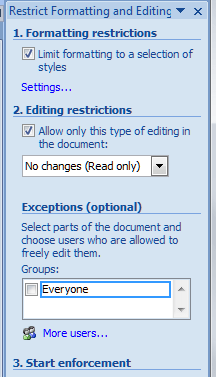 Word 2007 14 restrict editing