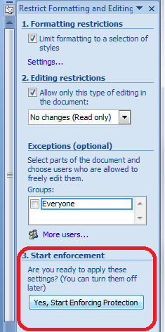 Word 2007 15 restrict editing