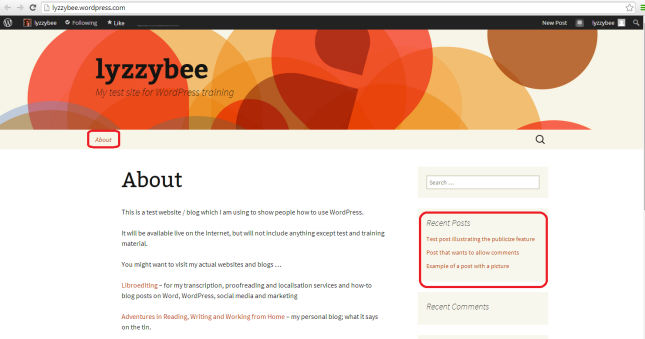 WordPress blog default