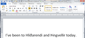 text including eth and thorn in word