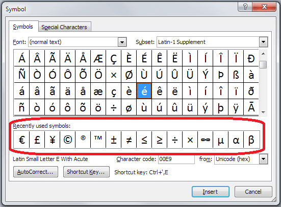 recently viewed symbols
