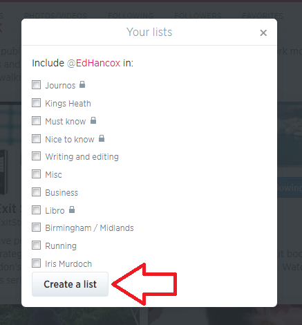create a twitter list
