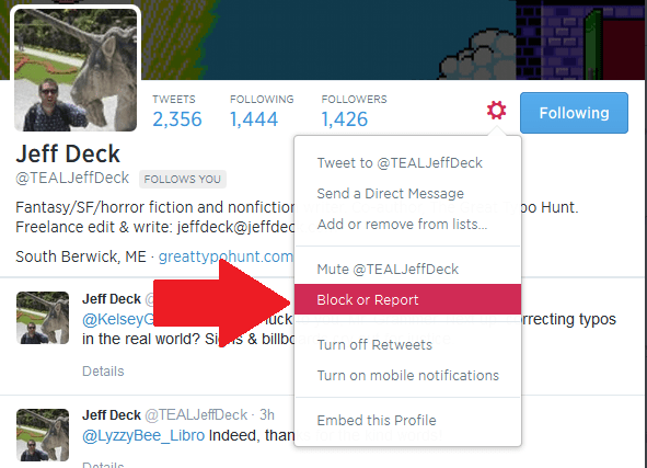 Block on twitter