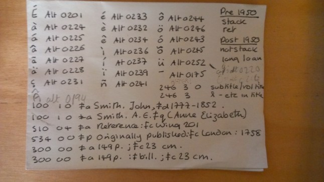 Alt+ codes notes