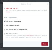 Block and report on Twitter