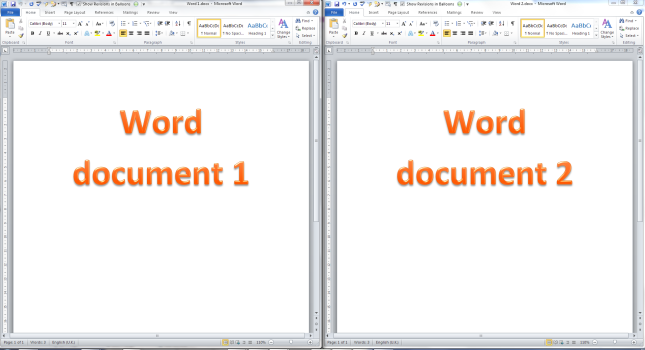 Two Word documents showing side by side