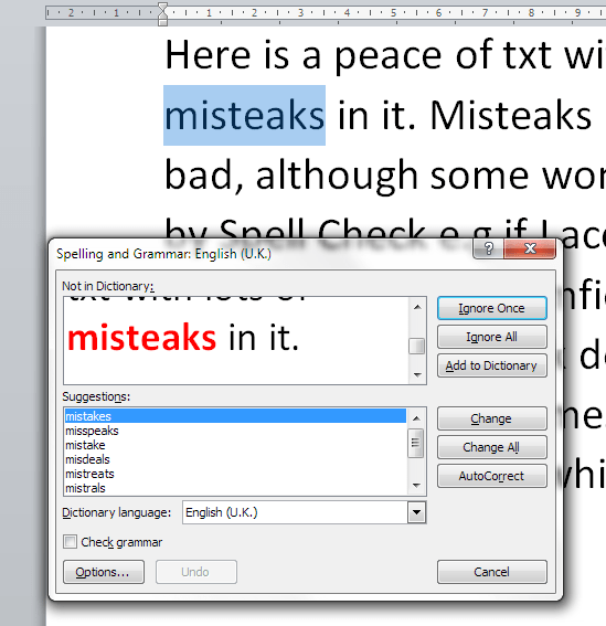 spell check in action