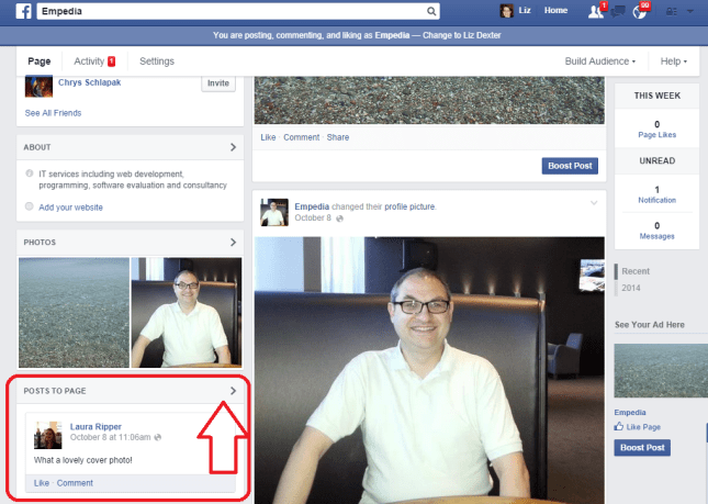 Posts to page on Facebook page