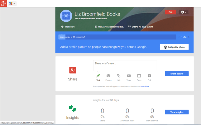 Google+ page complete profile