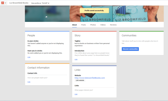 Google+ page complete profile