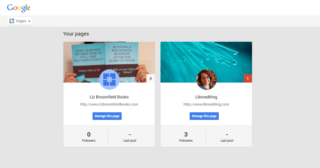 Google+ page edit pages