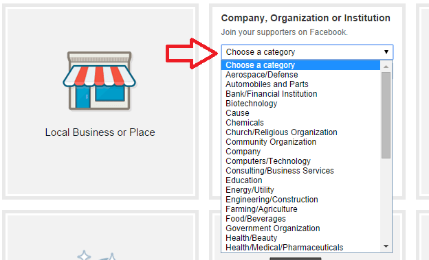 Facebook create company page