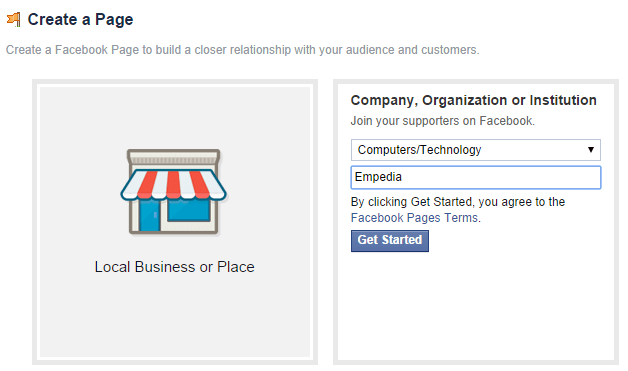 Create business page