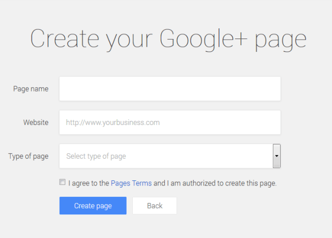 Google+ pages add brand details
