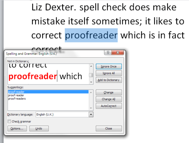 Spell check getting it wrong