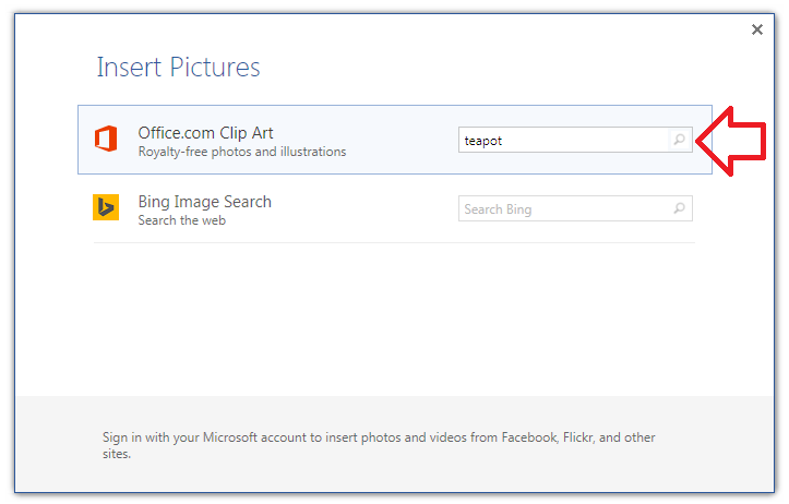 Word 2013 clip art search