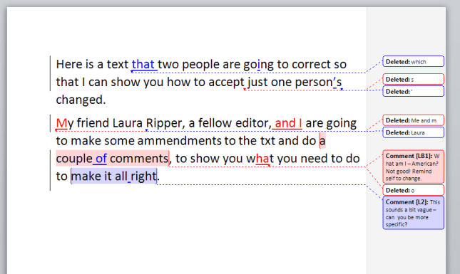 Word 2010 two reviewers