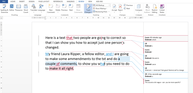 Word 2013 two reviewers