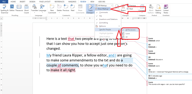 Word 2013 show reviewers