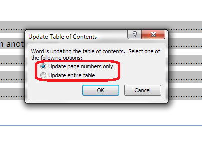 update page numbers or all fields