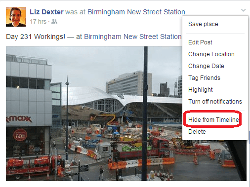 Facebook hide your own post