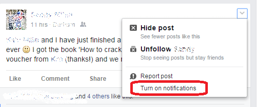 Facebook turn on notifications