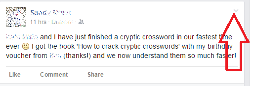 Facebook post hide arrow