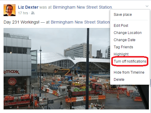 Facebook stop notifications own post