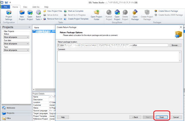 6a Finish return package