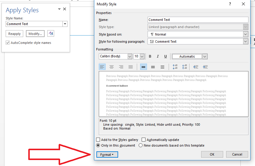 Word 2013 2016 modify style