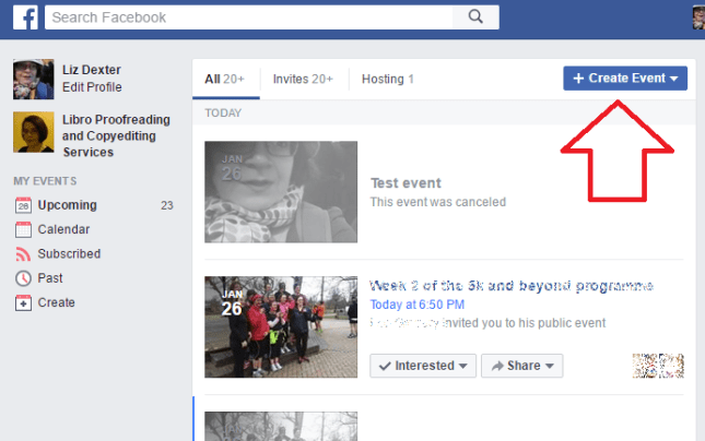 Create a public or private facebook event