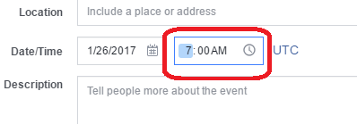 change the time on a facebook event