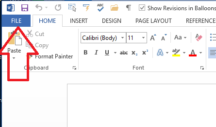 use file tab to get to customise ribbon menu
