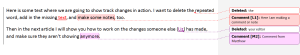 text with tracked changes