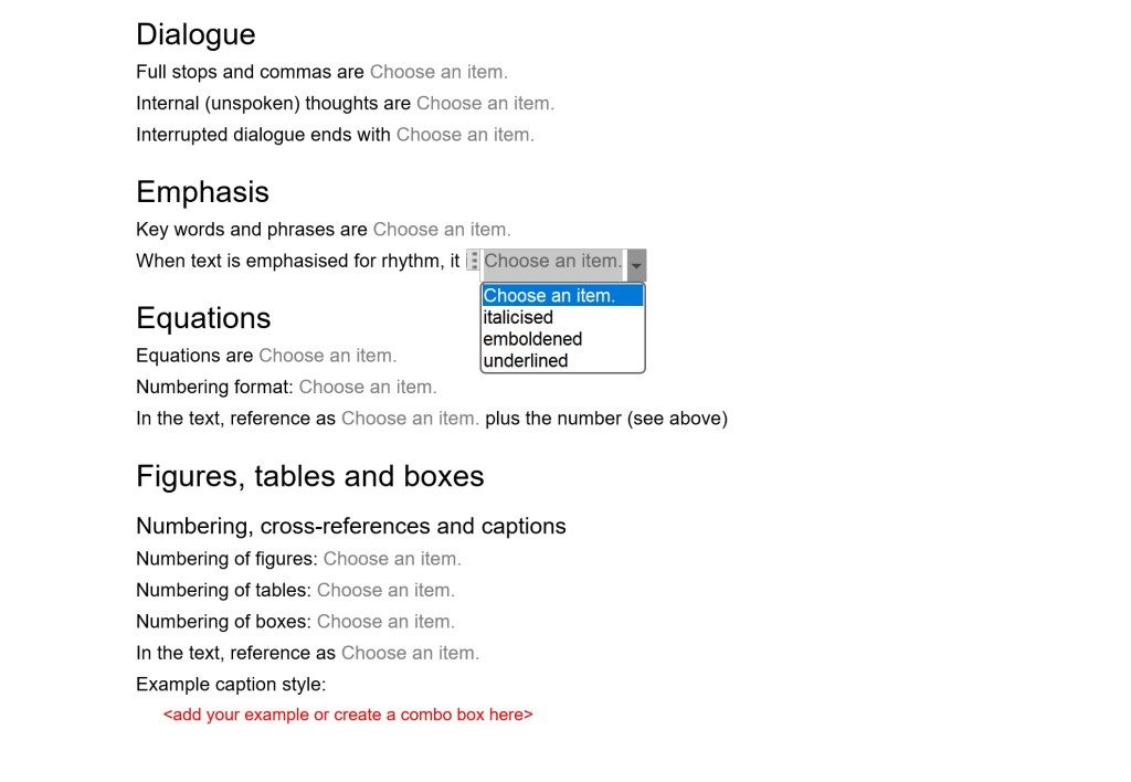 Examples of areas you might define rules for with one drop-down open